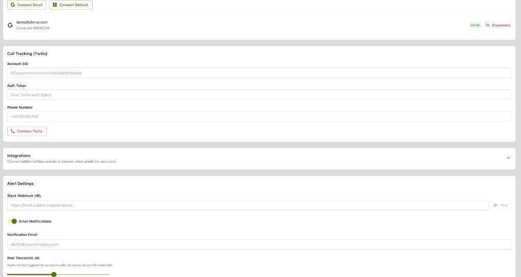 Illustrative ChrnAI settings screen
